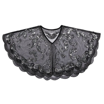Schwarzer Pailletten-Bolero aus Spitze, elegantes Design, ideal für Abendmode.