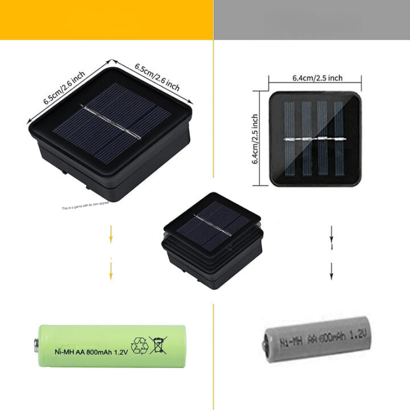 Schwarzes Solarpanel-Licht mit Akku, 6,4 cm, quadratisch, für Außenbeleuchtung.
