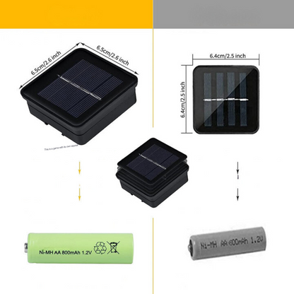 Schwarzes Solarpanel-Licht mit Akku, 6,4 cm, quadratisch, für Außenbeleuchtung.