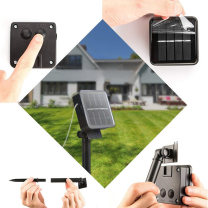 Solarbetriebene LED-Gartenleuchte, schwarz, mit Solarpanel, wetterfest, energiesparend.