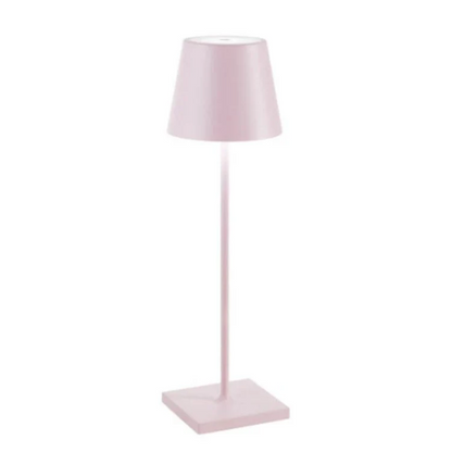 Rosa Tischlampe, modernes Design, Metall, ideal für Wohnzimmer oder Bürobeleuchtung.