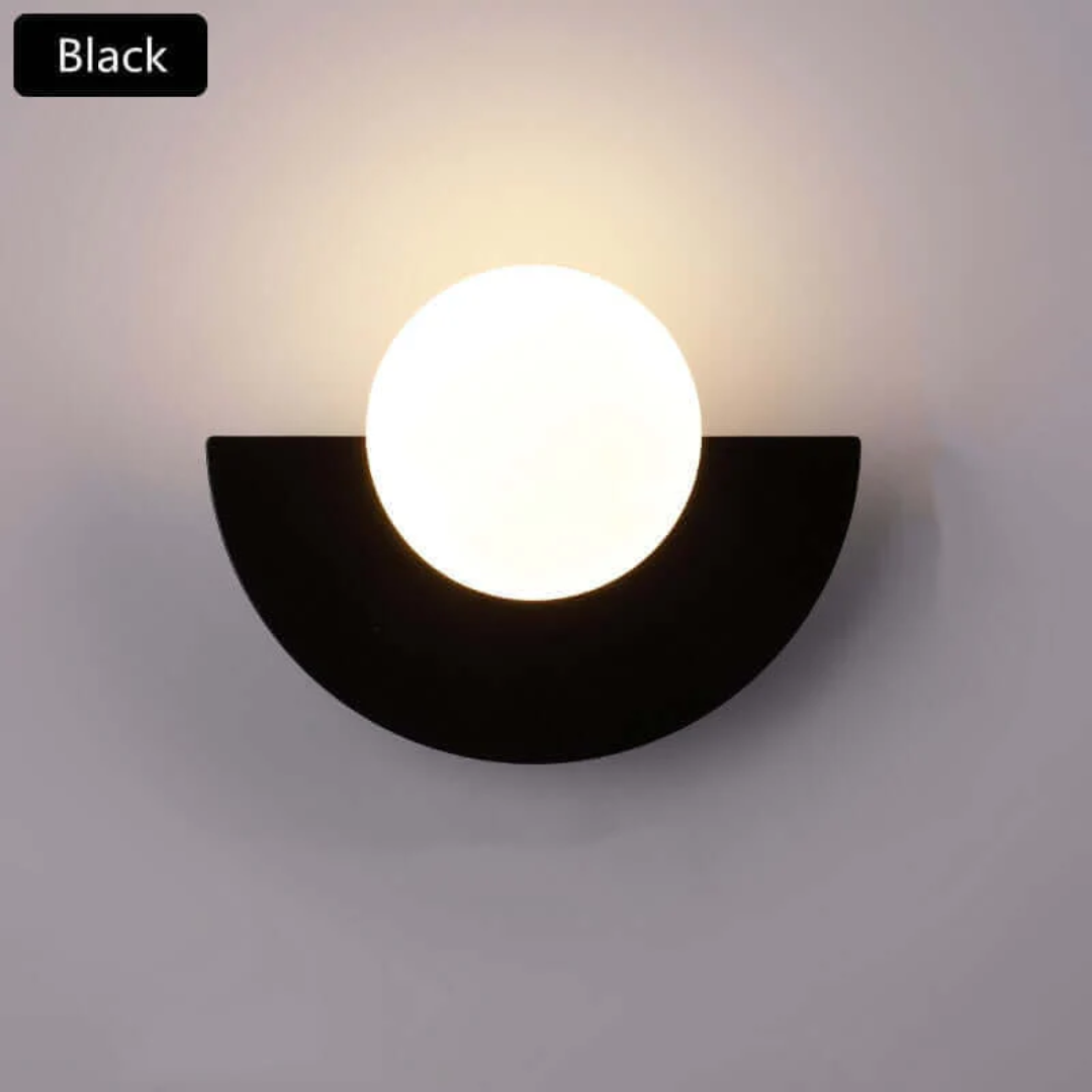 Schwarze Wandleuchte, halbrund, modernes Design, LED, Innenbeleuchtung, energiesparend.