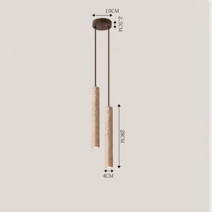 Zylindrische Pendelleuchte aus Holz, zweiflammig, modern, hängend, für Esszimmer oder Küche.