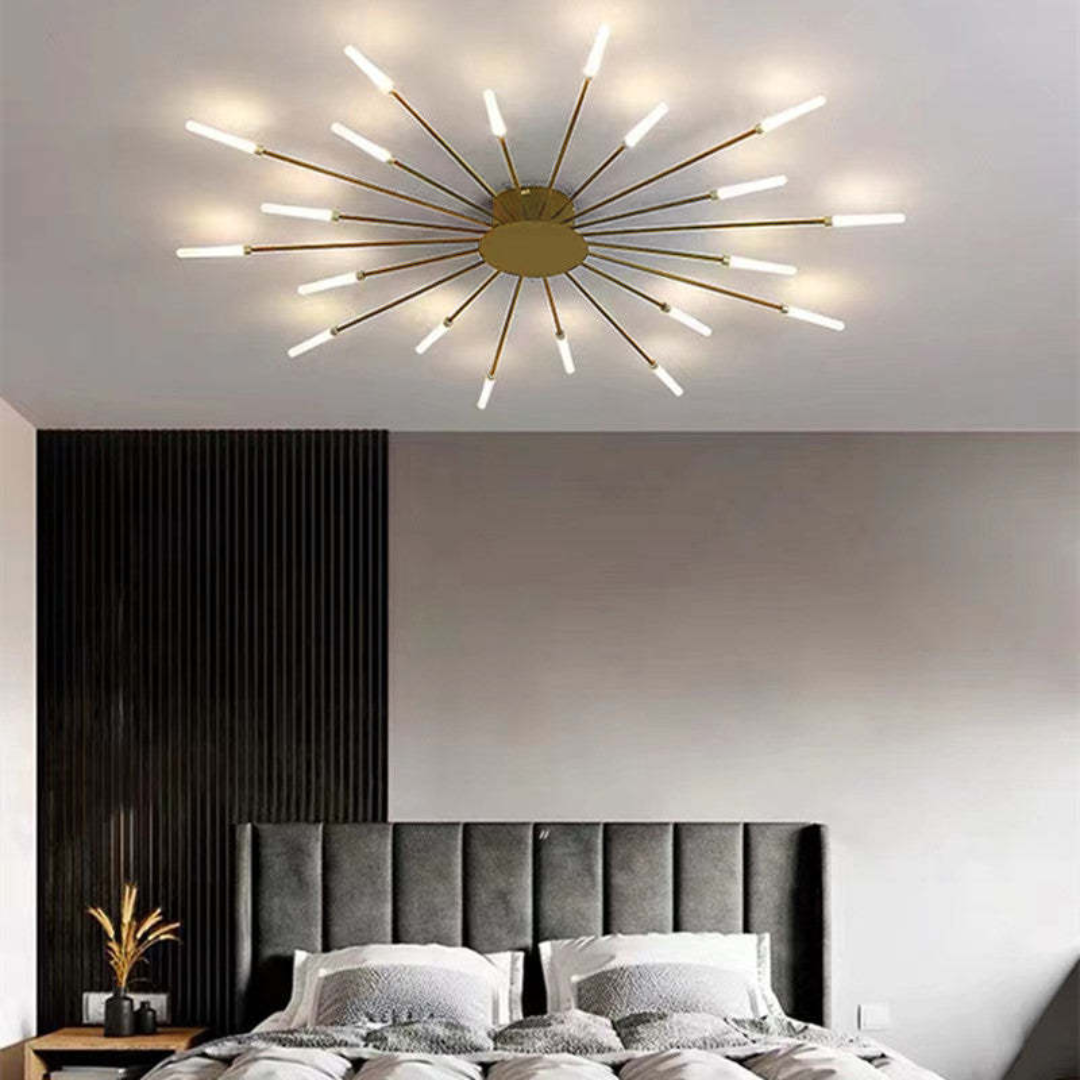 Moderne LED-Deckenleuchte, goldfarben, sternförmig, Schlafzimmerbeleuchtung, energiesparend.