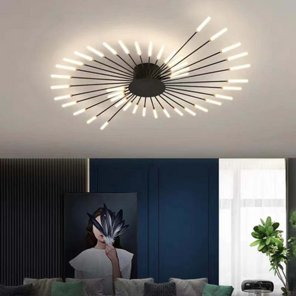 Moderne LED-Deckenleuchte, schwarz, spiralförmig, Wohnzimmerbeleuchtung, energiesparend.
