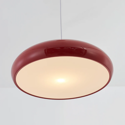 Rote Hängelampe aus Metall, modernes Design, Innenbeleuchtung, runde Form, Wohnzimmerlampe.