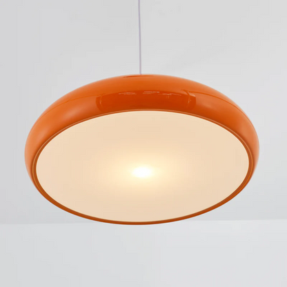 Orangefarbene Deckenleuchte, rund, modern, LED, Wohnzimmerbeleuchtung, energiesparend.