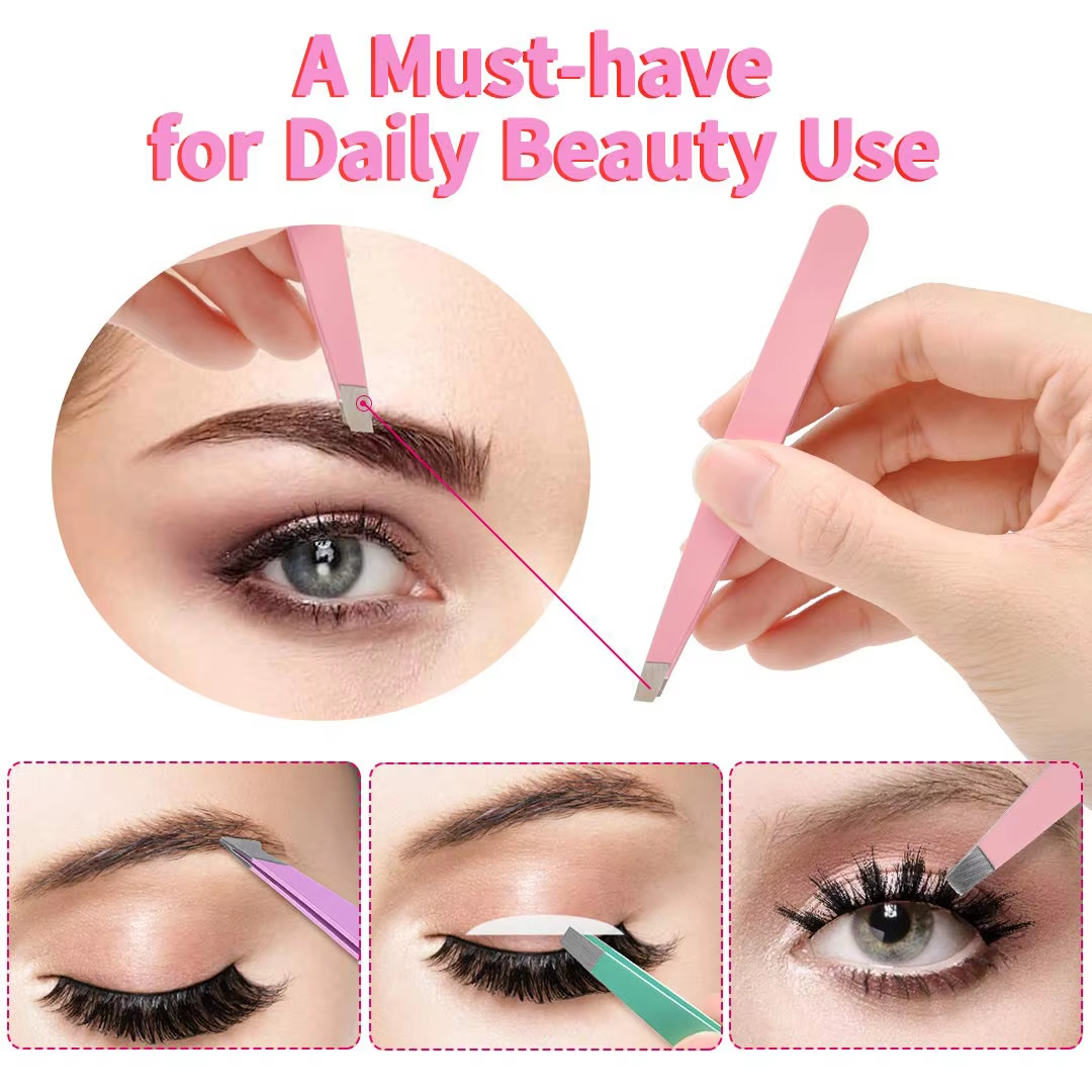 Rosa Pinzette für Augenbrauen, präzise Haarentfernung, Beauty-Tool für tägliche Pflege.