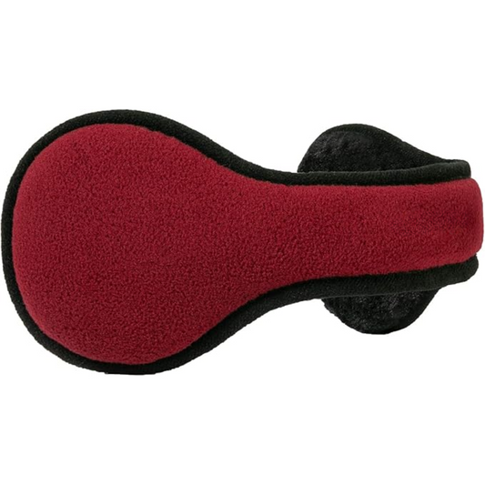 Rote Fleece-Ohrenschützer, winterfest, warm, schwarz umrandet, Unisex-Design.