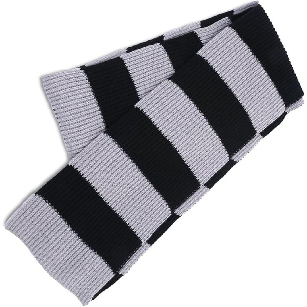 Schwarz-weiß gestreifter Schal, gestrickt, warm, modisch, Unisex, Winteraccessoire.