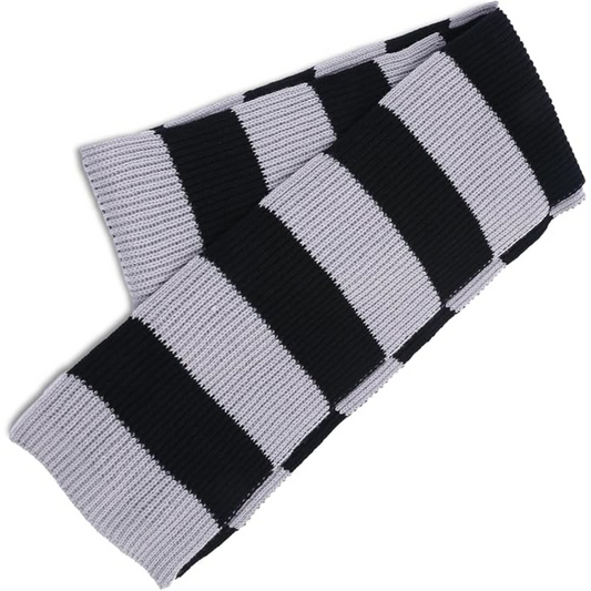 Schwarz-weiß gestreifter Schal, gestrickt, warm, modisch, Unisex, Winteraccessoire.