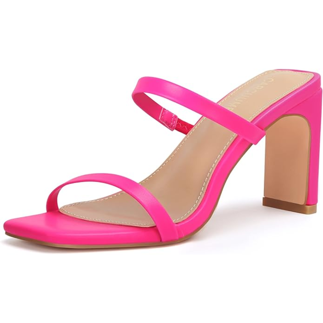 Pinkfarbene Damen-High-Heels mit Blockabsatz, elegantes Design, modische Sandalen.
