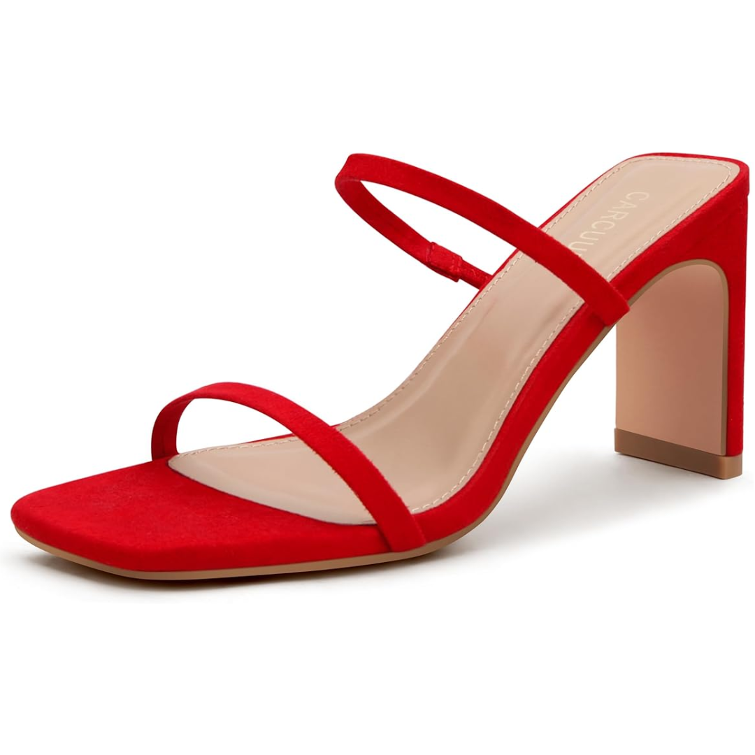 Roter Damen-High-Heel-Sandalette, offener Zeh, elegantes Design, ideal für Abendmode.