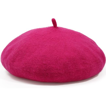 Rote Woll-Baskenmütze, klassisches Design, modisches Accessoire, Herbst-Wintermode.