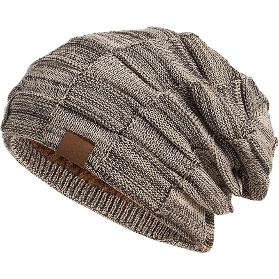 Braune Strickmütze aus Wolle, lässiger Stil, ideal für Herbst und Winter, Unisex-Design.