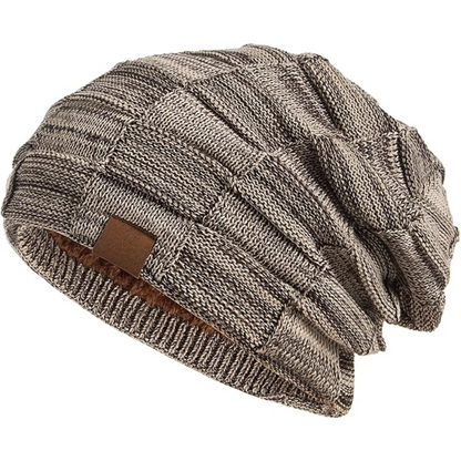 Braune Strickmütze aus Wolle, lässiger Stil, ideal für Herbst und Winter, Unisex-Design.