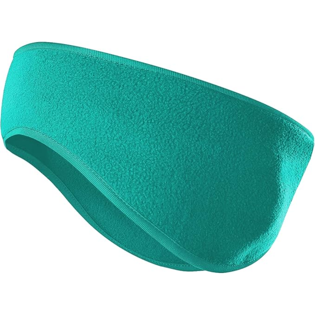 Türkises Stirnband aus Fleece, warm, ideal für Outdoor-Sportarten im Winter.