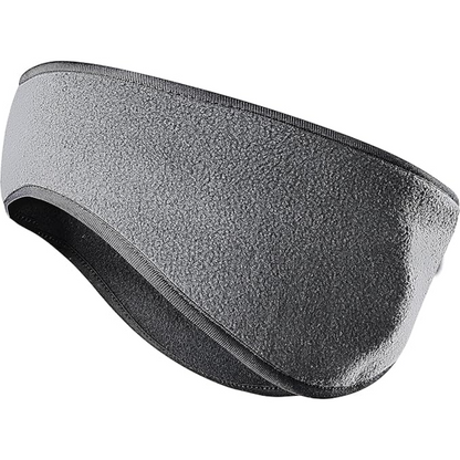 Graues Fleece-Stirnband, warm, elastisch, ideal für Outdoor-Sport im Winter.