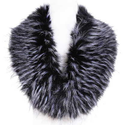 Schwarzer Kunstpelzkragen, flauschig, modisch, Winteraccessoire, Damenmode.
