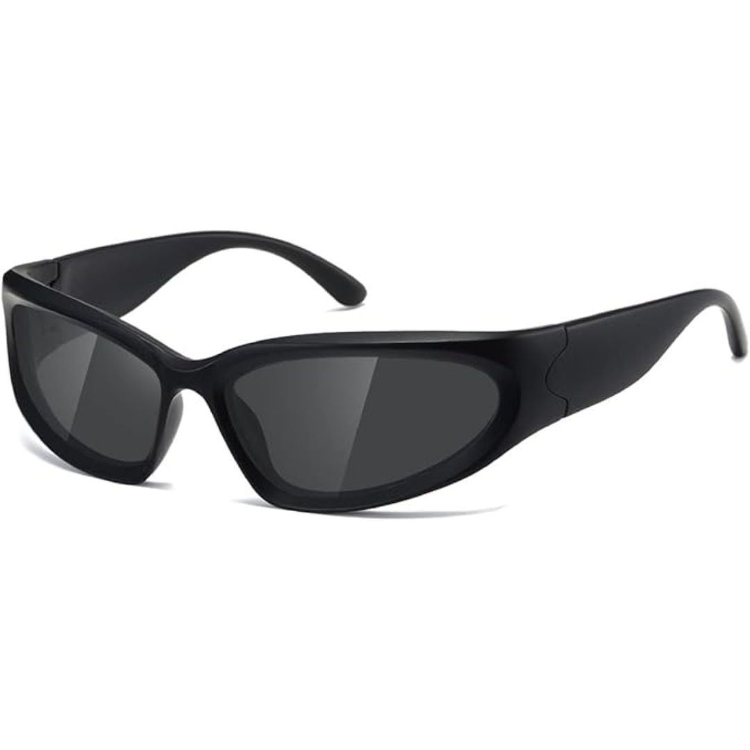 Schwarze Sonnenbrille, sportliches Design, UV-Schutz, unisex, modisch, langlebig.