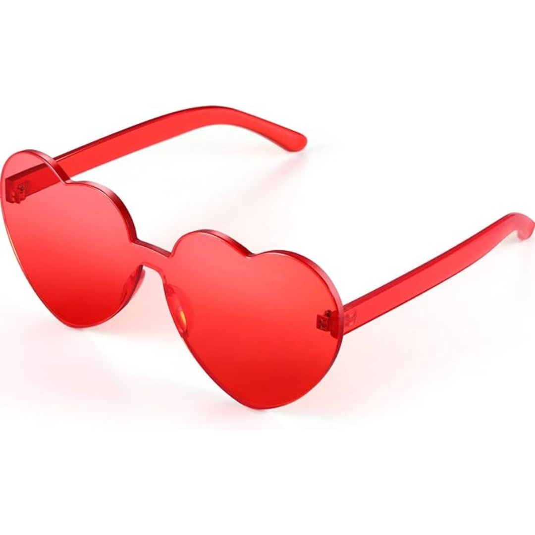 Rote Herz-Sonnenbrille aus Kunststoff, modisches Accessoire für Damen und Herren.