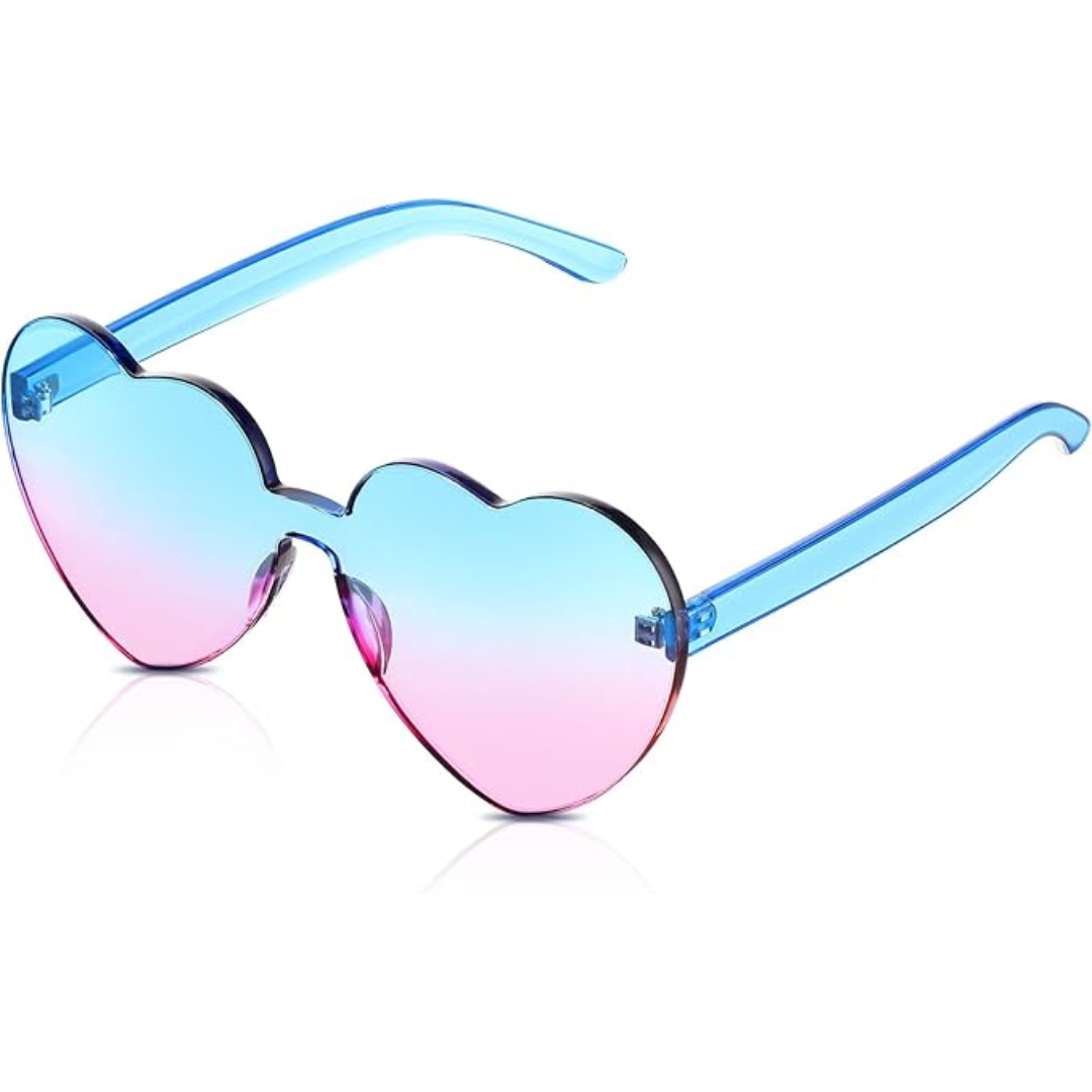 Trendiga hjärtformade solglasögon utan ram i transparent design - HjärtBlitz