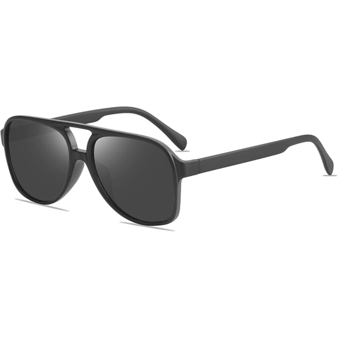 Schwarze Sonnenbrille, rechteckig, Unisex, UV-Schutz, modisch, Kunststoffrahmen.