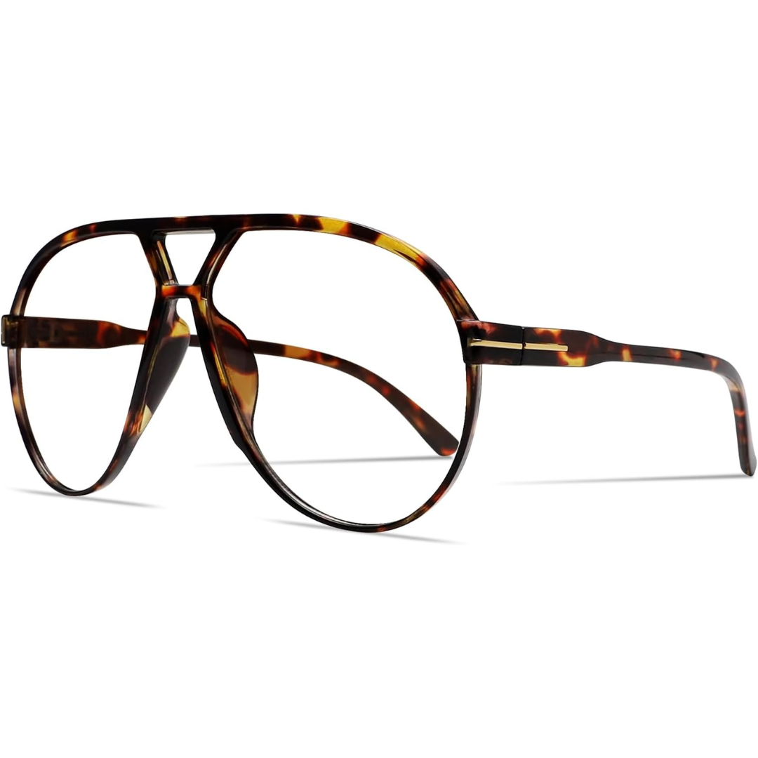 Braune Pilotenbrille mit Schildpattmuster, modisches Accessoire, Unisex-Design.