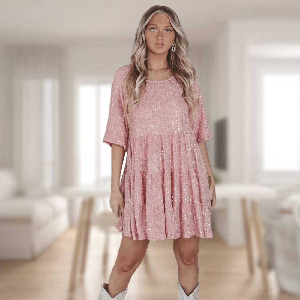 Glittrande höstlöv-paljettfestklänning – Luna
