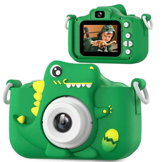 Barnkamera med HD-funktion och dinosaurie-design för första fotoäventyr