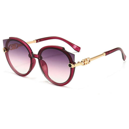 Damen Sonnenbrille, lila Verlaufsgläser, goldene Bügel, modisches Accessoire, UV-Schutz.