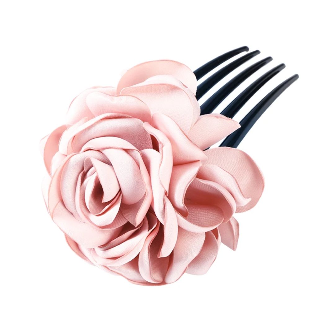 Rosa Haarspange Blume, elegantes Accessoire, Damenmode, Hochzeit, Frisur Dekoration