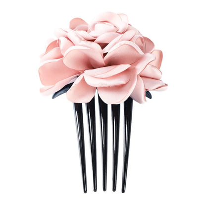 Rosa Blumen-Haarkamm, Kunststoff, elegantes Haaraccessoire, Hochzeit, Party, Damenmode.