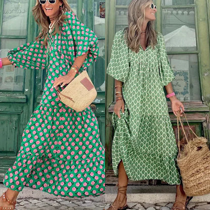 Boho sommarklänning i Ibiza-stil med lös passform – Elira