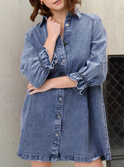 Denimklänning med långa ärmar – Rivka