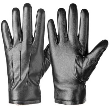 Schwarze Lederhandschuhe für Herren, elegant, warm, Wintermode, hochwertiges Material.