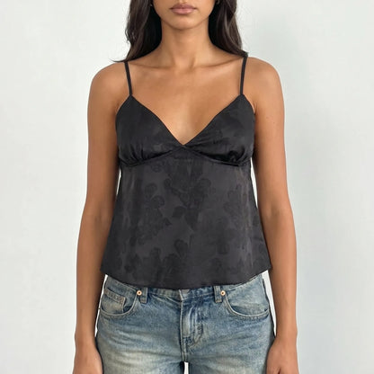 V-Neck Satin Cami Top -  Leona
