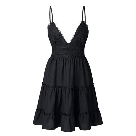 Luftiga & stiliga mini-babydoll-klänning med V-ringning – Melina