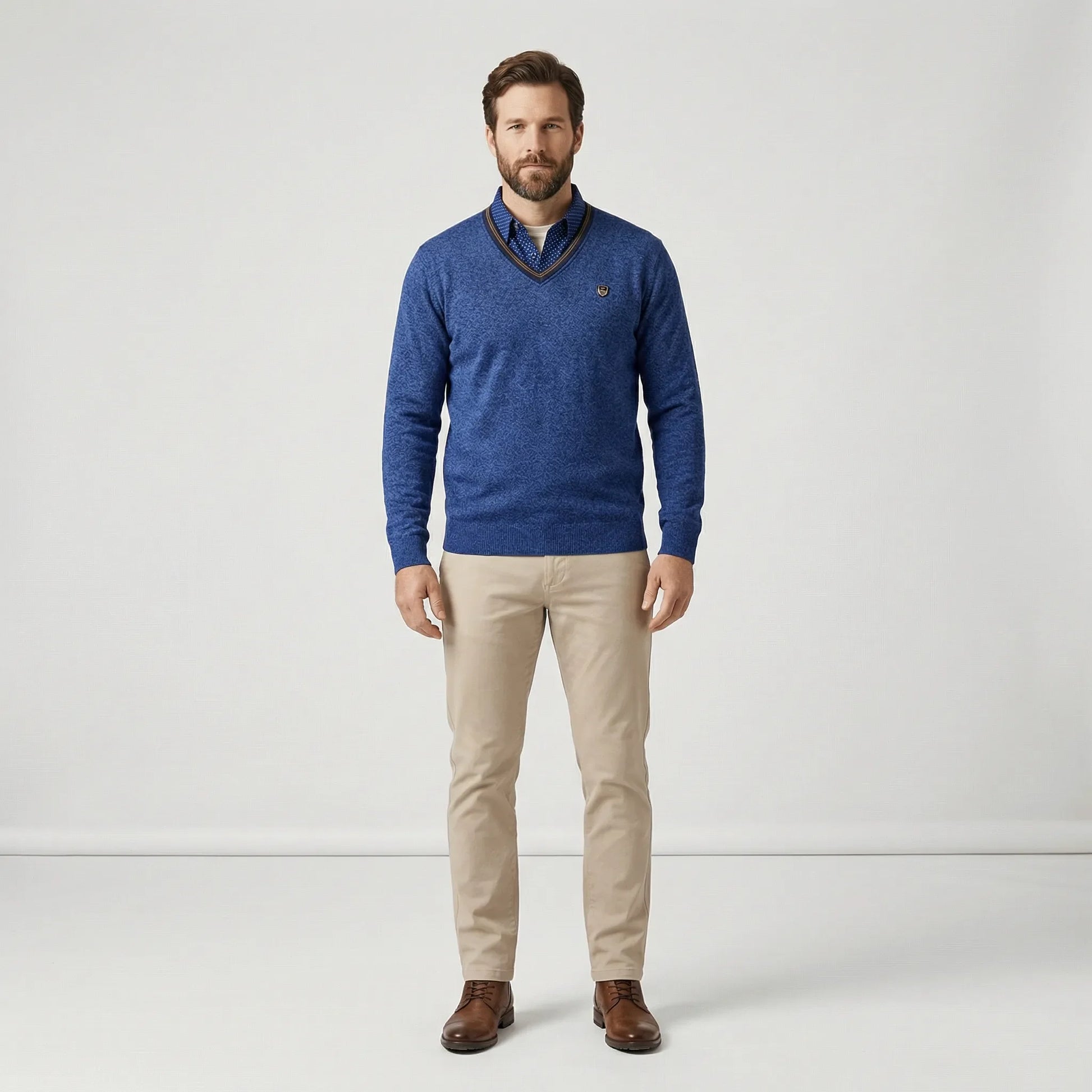 V Ausschnitt Pullover Mit Kragen - Ian