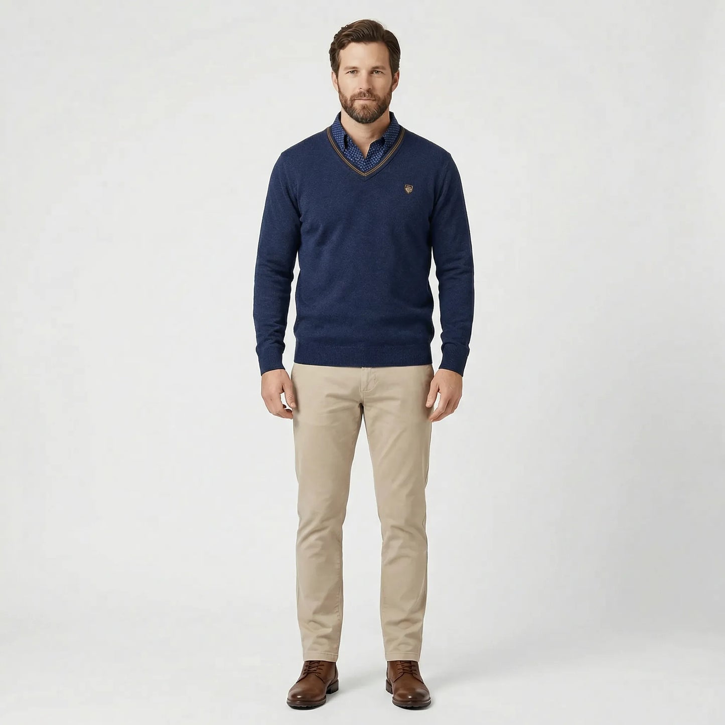 V Ausschnitt Pullover Mit Kragen - Ian