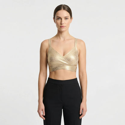 V Ausschnitt Wickel Crop Top - Ceyda