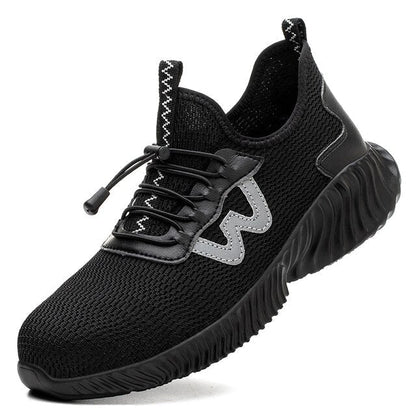 Schwarze Sicherheitsschuhe Herren, rutschfest, atmungsaktiv, Arbeitsschuhe, Sneakers.