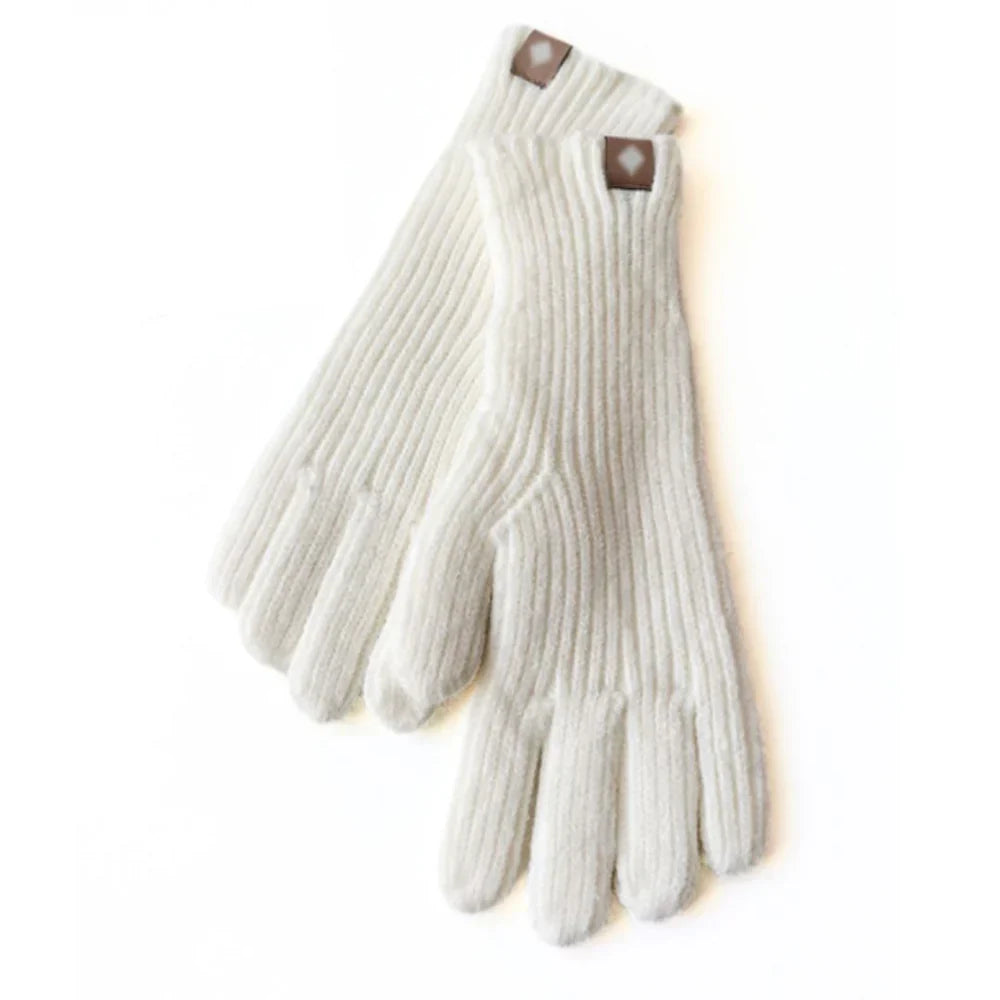 Weiße Strickhandschuhe aus Wolle, warm, weich, wintertauglich, modisch, unisex.