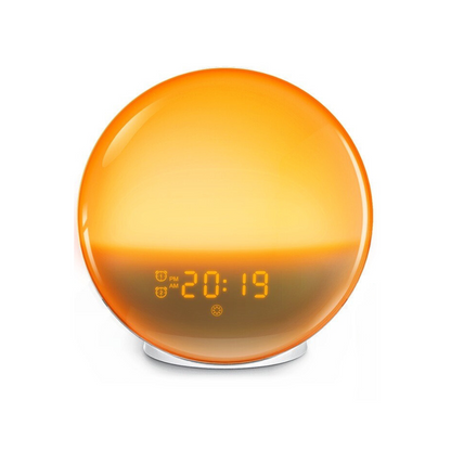 Orange Wake-up Light Wecker mit LED-Anzeige, Sonnenaufgangssimulation, digitaler Radiowecker.