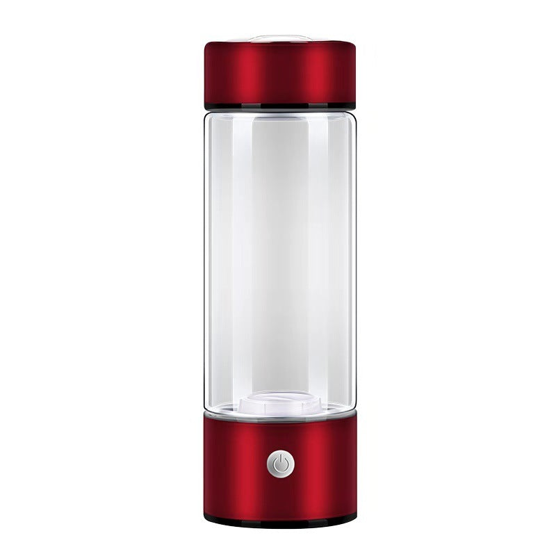 Rote Wasserstoff-Generatorflasche aus Glas, tragbare Wasserflasche, modern, stilvoll.