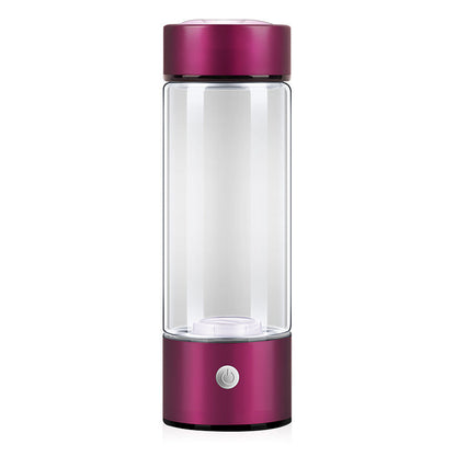 Rosa Wasserstoff-Generatorflasche, Glas, tragbar, wiederaufladbar, für gesundes Trinkwasser.