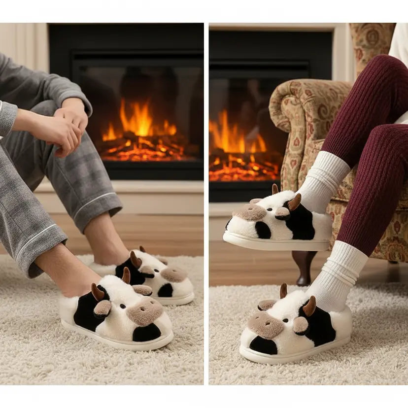 Mjuka plyschtofflor - CuddleCow