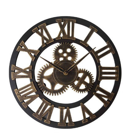 Retro industriell väggur i trä – Ironwood