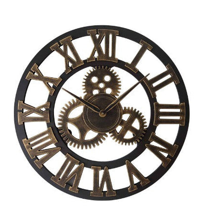 Retro industriell väggur i trä – Ironwood