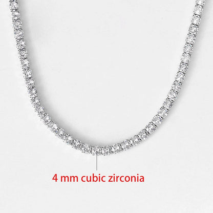 4 mm Zirkonia Halskette, Weißgold, funkelnd, eleganter Schmuck, luxuriöses Design